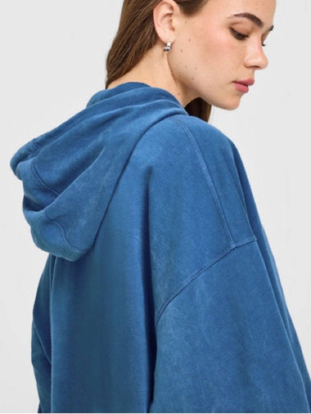 NWOT Oner Active Raw Lounge Oversized Hoodie in Washed Vintage Blue - Picture 4 of 10